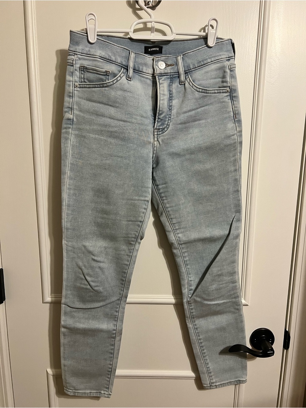 Express Light Wash High-Rise Skinny Jeans - Light Blue